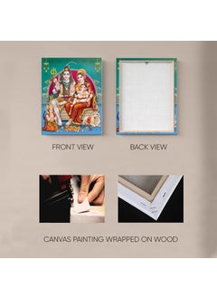 Paper Plane Design PAPER PLANE DESIGN Devotional Painting Framed Wallart For Living Room Wall Decoration Mandir Wall Background Wallpaper Hotel Office Wall 18 inch x 24 inch Canvas Wooden Frame (SHIV PARIVAR)  - Image 4