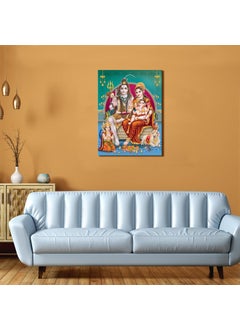 Paper Plane Design PAPER PLANE DESIGN Devotional Painting Framed Wallart For Living Room Wall Decoration Mandir Wall Background Wallpaper Hotel Office Wall 18 inch x 24 inch Canvas Wooden Frame (SHIV PARIVAR)  - Image 2