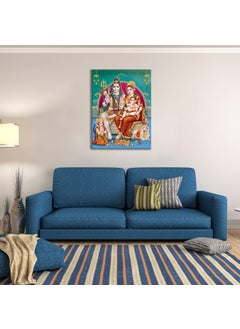 Paper Plane Design PAPER PLANE DESIGN Devotional Painting Framed Wallart For Living Room Wall Decoration Mandir Wall Background Wallpaper Hotel Office Wall 18 inch x 24 inch Canvas Wooden Frame (SHIV PARIVAR)  - Image 3