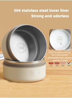 HOMESTAR Portable Insulated Lunch Box with 3 Separate Stackable Thermal Bento Box 304 Stainless Steel Food Lunch Container Set with Lunch Bag Beige  - Image 4
