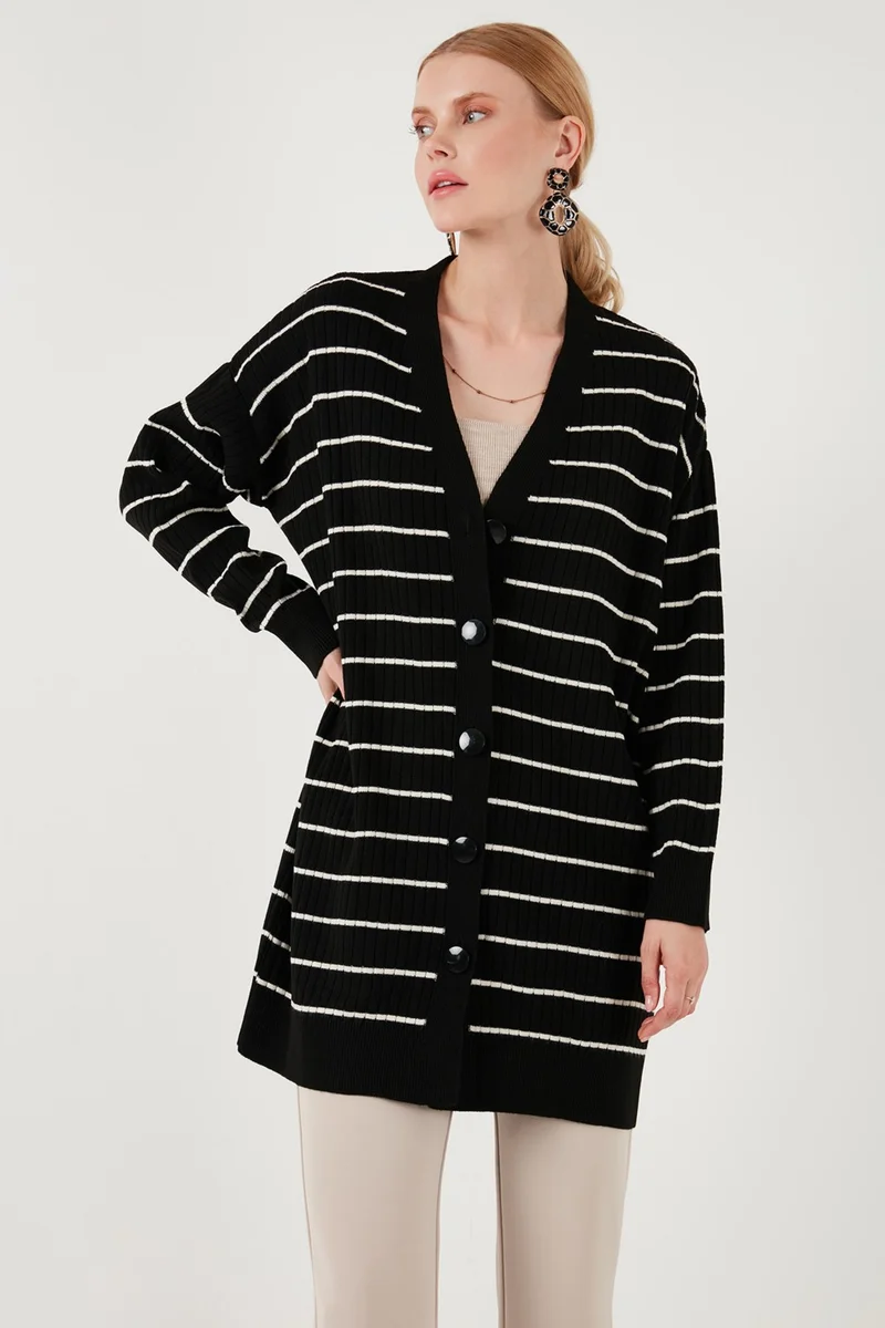ليلا V Neck Buttoned Knitted Cardigan Women's Cardigan 4616137