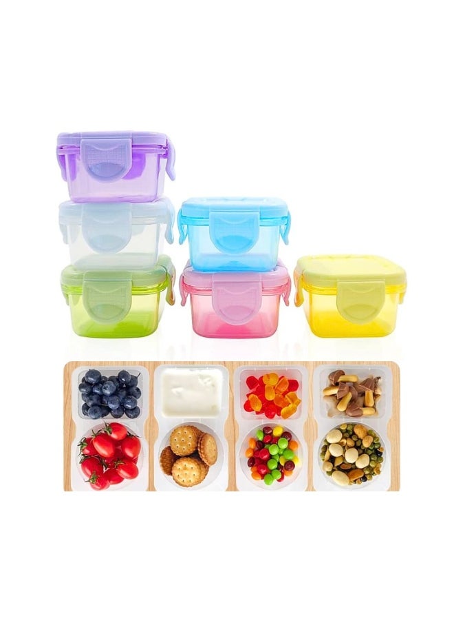 VIO - 6 PCS Plastic Reusable Mini Food Storage Containers with Lids Mini Fresh Keeping Box for Nuts Seeds Dry Fruit Snacks Pickle Dips Salad Dressing Yogurt Baby Food Purees for Baby Kids Adult School Office 60 ML Capacity Multicolor - Image 1