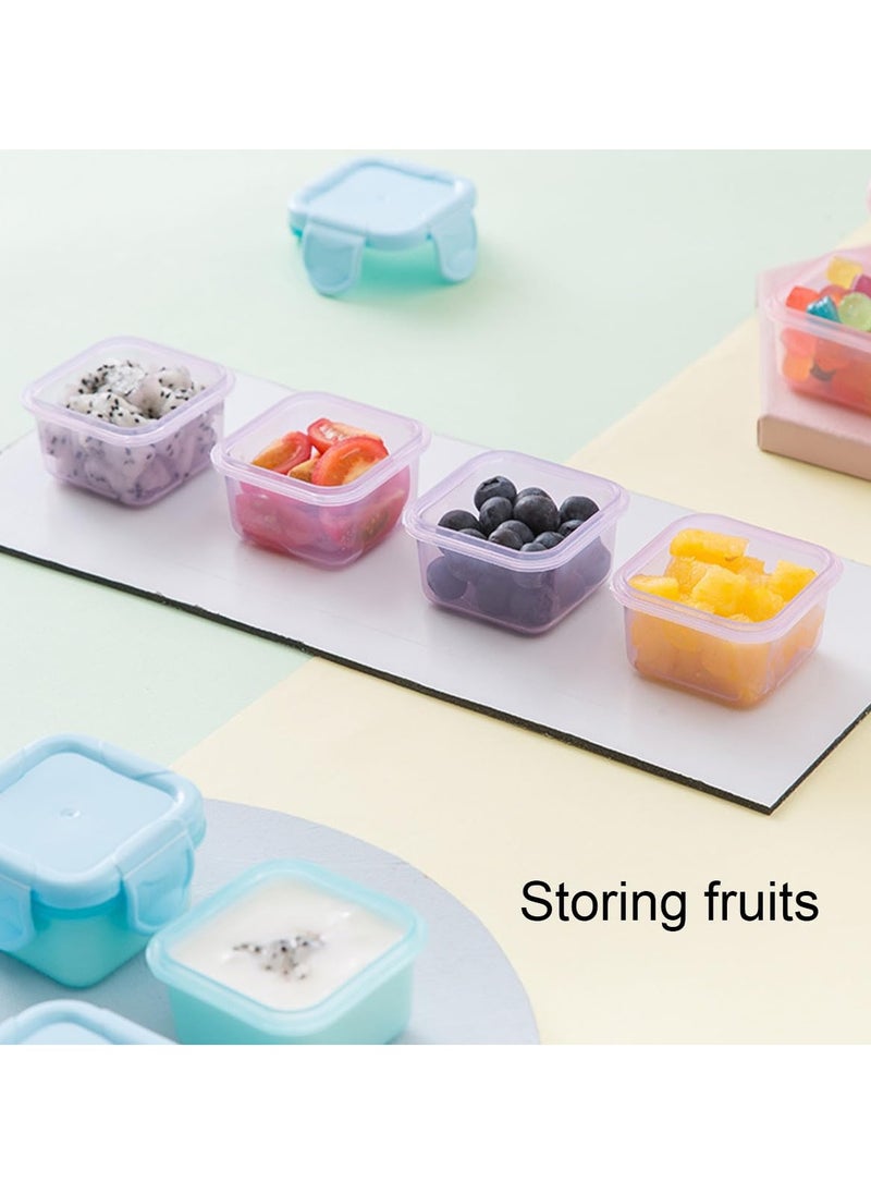 VIO 6 Piece Plastic Reusable Small Food Storage Containers with Lids for Salad Dressing Container Mini Freshkeeping Box for Adults Kids 60 ML Capacity Multicolor  - Image 2