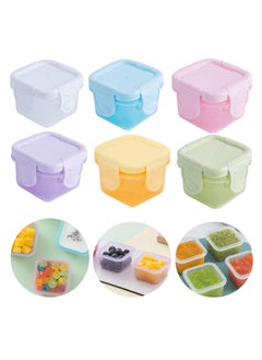 6 Piece Plastic Reusable Small Food Storage Containers with Lids for Salad Dressing Container Mini Freshkeeping Box for Adults Kids 60 ML Capacity Multicolor