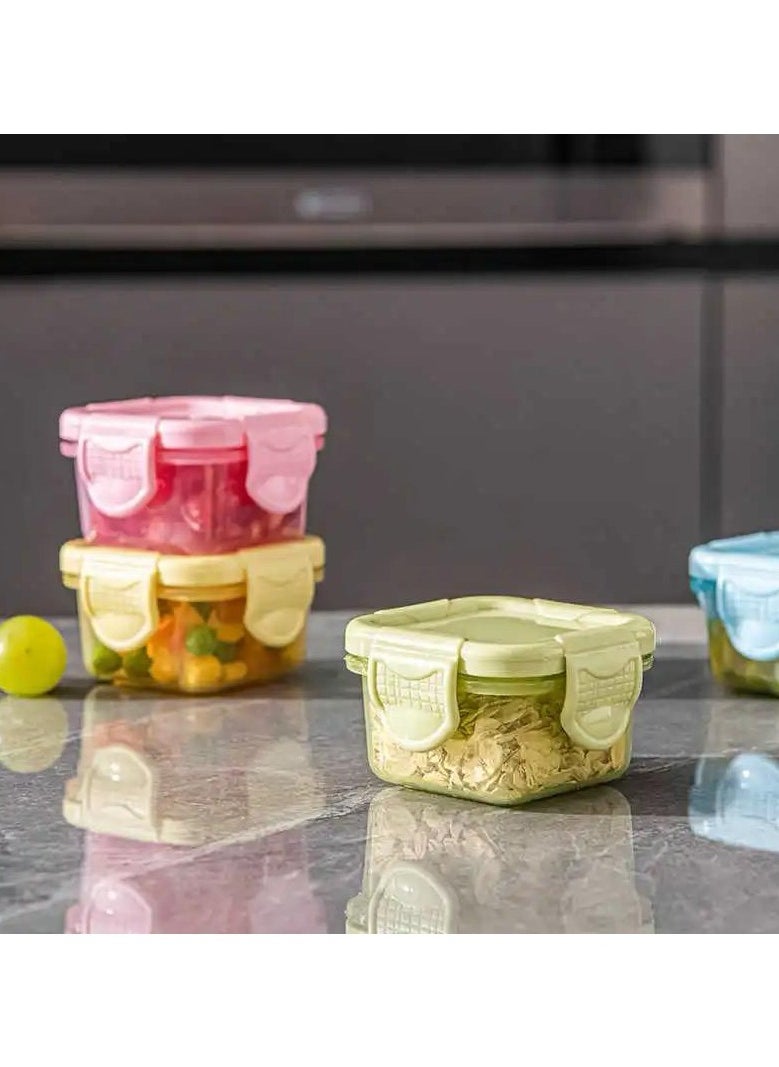 VIO - 6 Piece Plastic Reusable Small Food Storage Containers with Lids for Salad Dressing Container Mini Freshkeeping Box for Adults Kids 60 ML Capacity Multicolor - Image 1