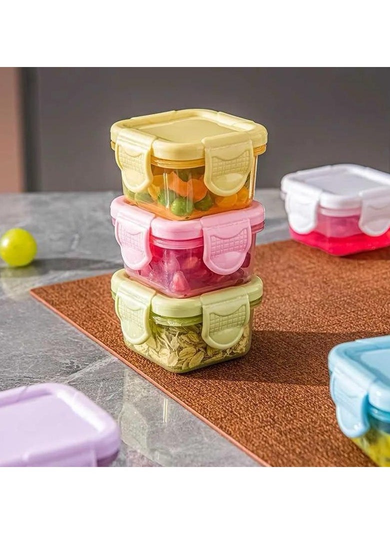 VIO - 6 Piece Plastic Reusable Small Food Storage Containers with Lids for Salad Dressing Container Mini Freshkeeping Box for Adults Kids 60 ML Capacity Multicolor - Image 1