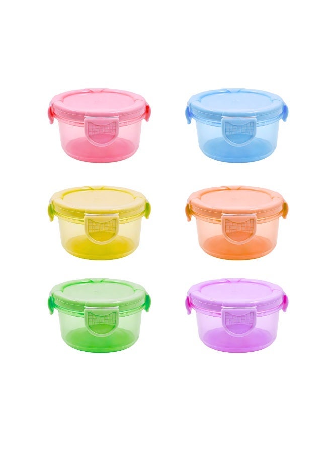 VIO 6 PCS Plastic Reusable Mini Food Storage Containers with Lids Mini Fresh Keeping Box for Nuts Seeds Dry Fruit Snacks Pickle Dips Salad Dressing Yogurt Baby Food Purees for Baby Kids Adult School Office 60 ML Capacity Assorted Round or Square Multicolor - Image 1