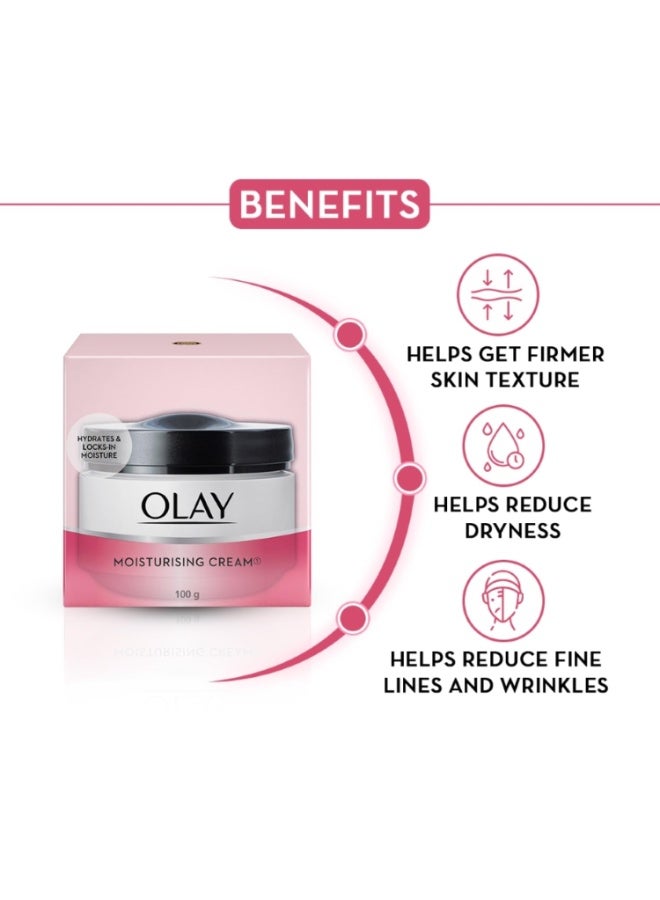 Olay Moisturizing Cream |Nourishing and moisturizing ingredients |All day moisture, Improves skin softness and smoothness |Suitable for Normal, Dry, Oily & Combination skin |100 gm - Image 2