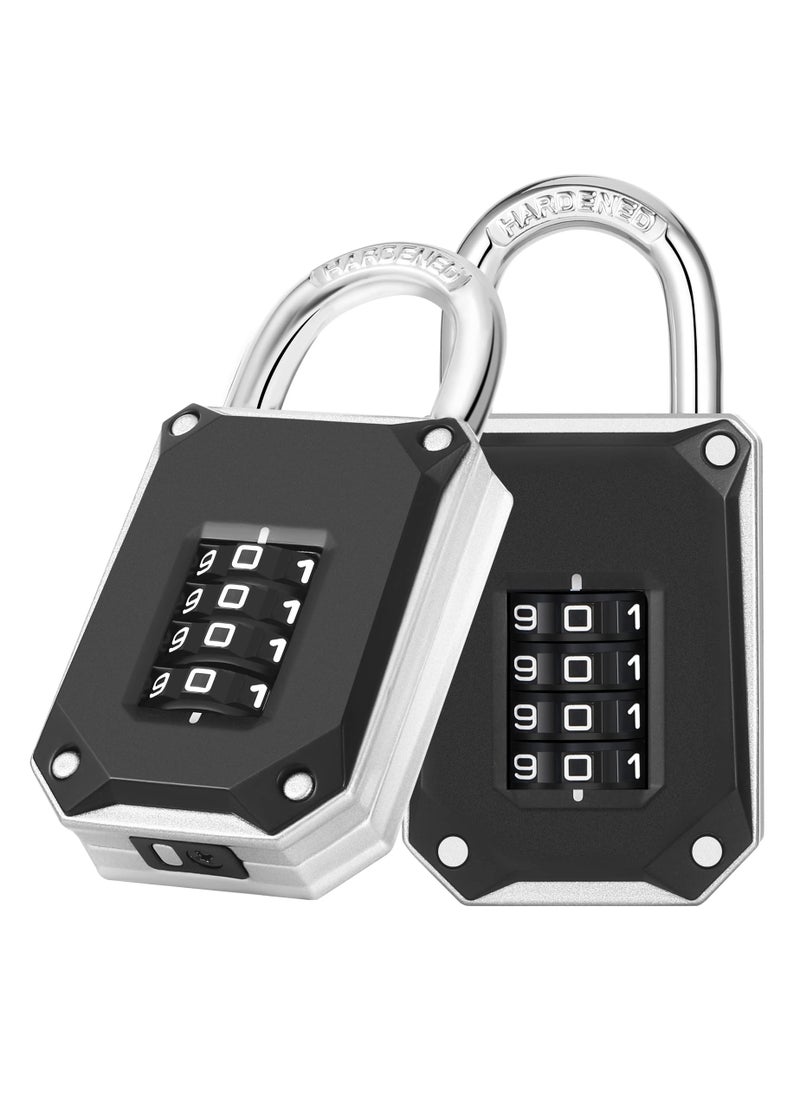 Generic - 4-Digit Combination Lock for Gym Lockers, Heavy-Duty Padlocks with Large White Numbers and Reset Protection Cover, Ideal for School Lockers, Toolboxes, and Cabinets (2-Pack) - Image 1