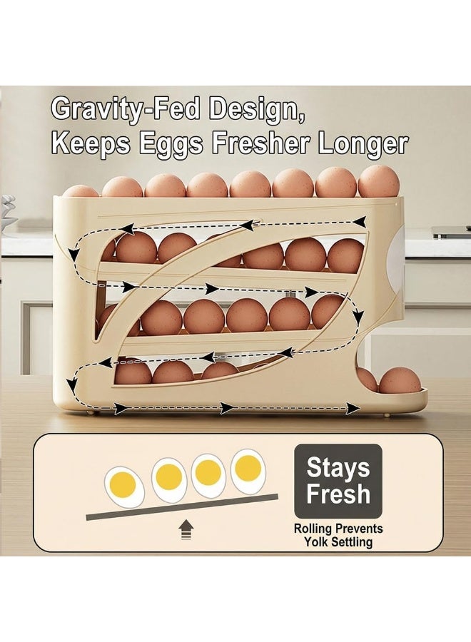 Lacoz Automatic Rolling Egg Dispenser for Refrigerator, 4 Tier Egg Rack for Fridge, Space Saving Fridge Container, Holds 30 Eggs, Kitchen and Countertop Storage - Image 3