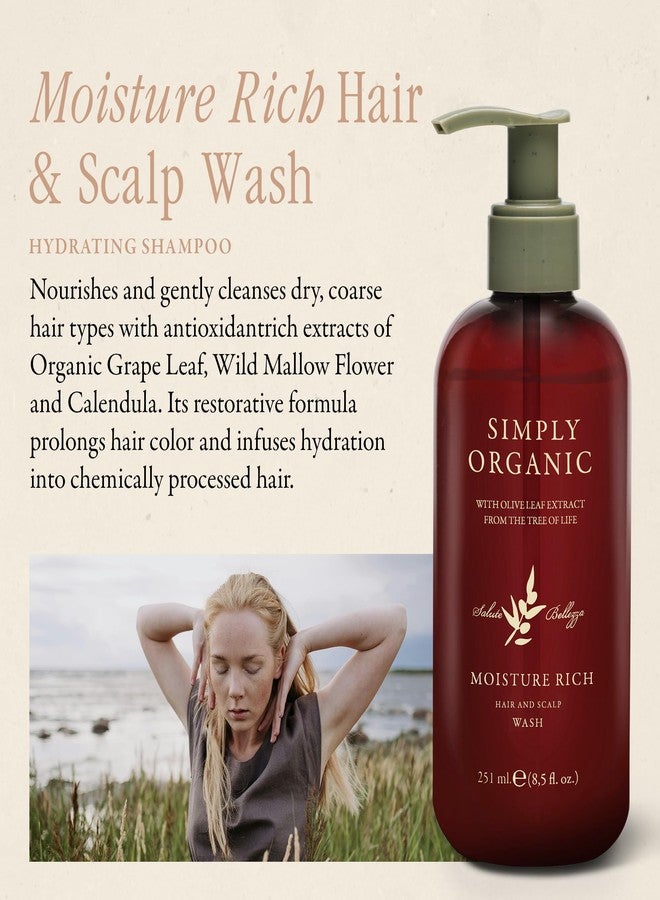 SIMPLY ORGANIC Nourishing Hair Deep Shampoo Scalp Wash, Made in Italy, All Natural Cruelty Free Hair Care for Women & Men with Grapeseed & Olive Leaf Extract, 251ml/8.5floz, MOISTURE RICH - Image 2