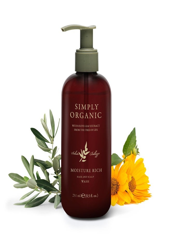 SIMPLY ORGANIC Nourishing Hair Deep Shampoo Scalp Wash, Made in Italy, All Natural Cruelty Free Hair Care for Women & Men with Grapeseed & Olive Leaf Extract, 251ml/8.5floz, MOISTURE RICH - Image 1