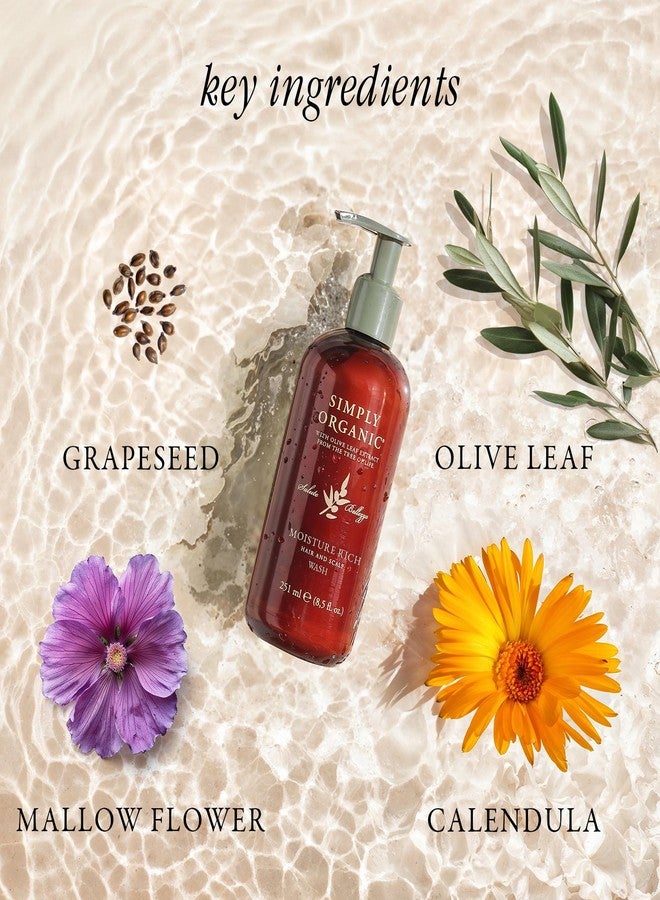 SIMPLY ORGANIC Nourishing Hair Deep Shampoo Scalp Wash, Made in Italy, All Natural Cruelty Free Hair Care for Women & Men with Grapeseed & Olive Leaf Extract, 251ml/8.5floz, MOISTURE RICH - Image 5