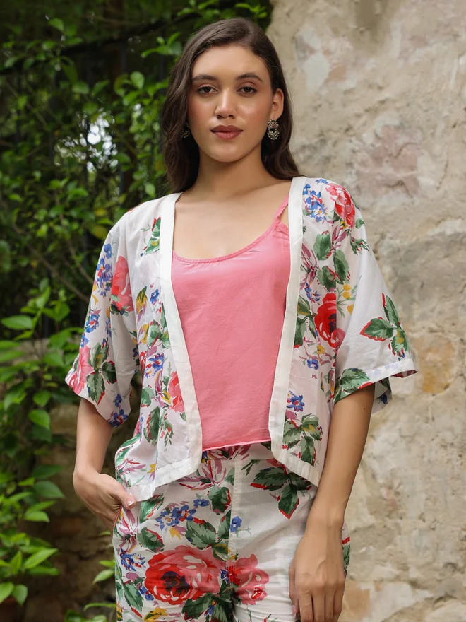 Sanskrutihomes  Pack of 3 - Cotton Floral Top, Solid Cami and Pants Set for Women | Best Price UAE