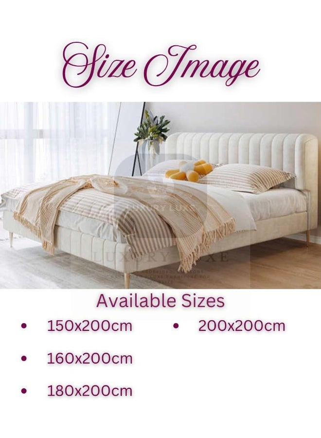 LUXURY LUXE LUXURY LUXE Velvet Modern Bed Frame Without Storage – Scandinavian Modern Minimalist Design, Premium Bedroom Furniture (Grey, 160 x 200 cm (Spring Galaxy Mattress))  - Image 3