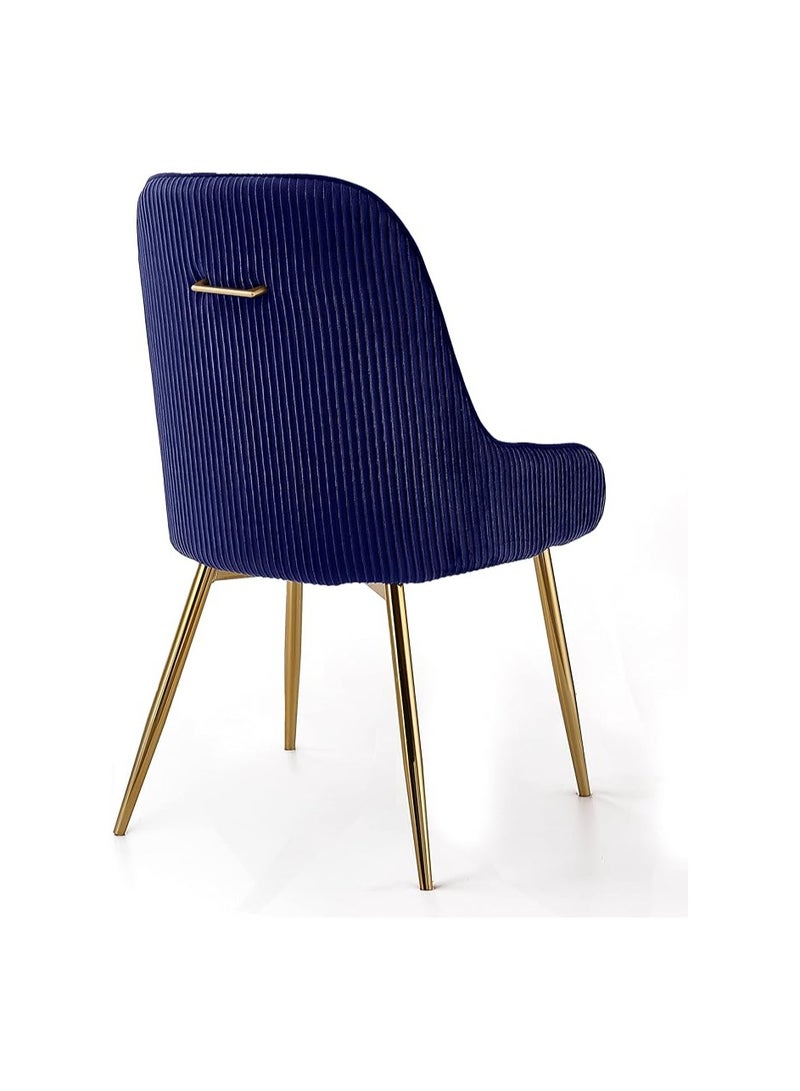 Poppins Home Poppins HOME Luxury Velvet Chair For Restaurant Home Dining And Living Room Chair With Golden Back Handle And Golden Legs (Blue)  - Image 3