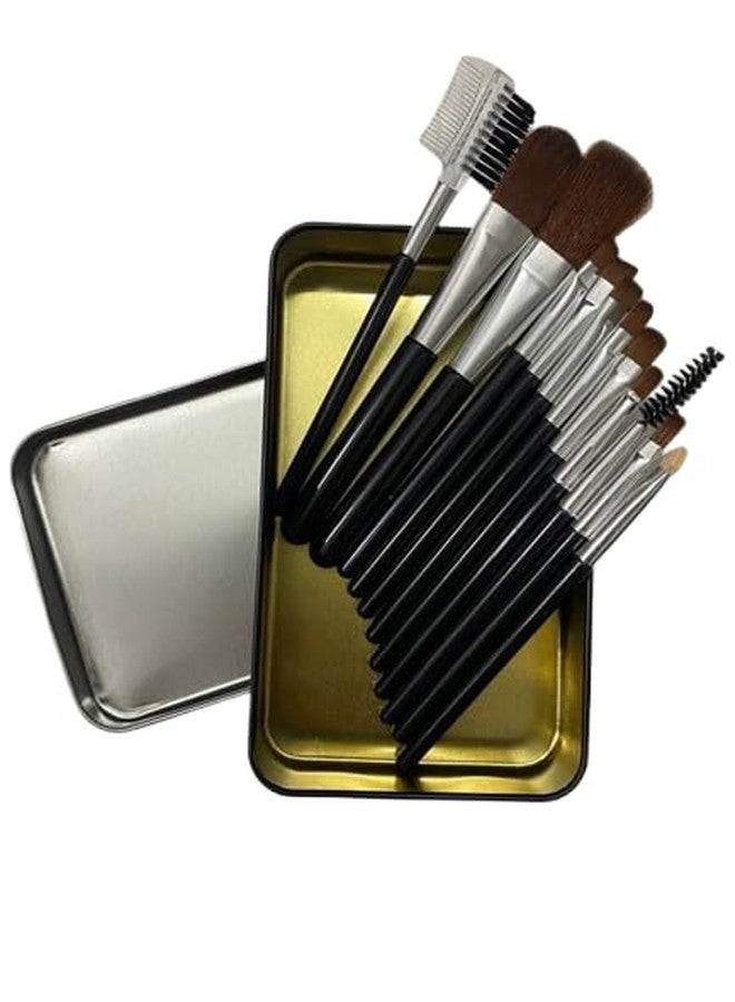bolt bee Professional Makeup Brush Set 12 Pcs Premium Synthetic Foundation Powder Concealers Eye shadows Blush Makeup Brushes with black case - Image 1