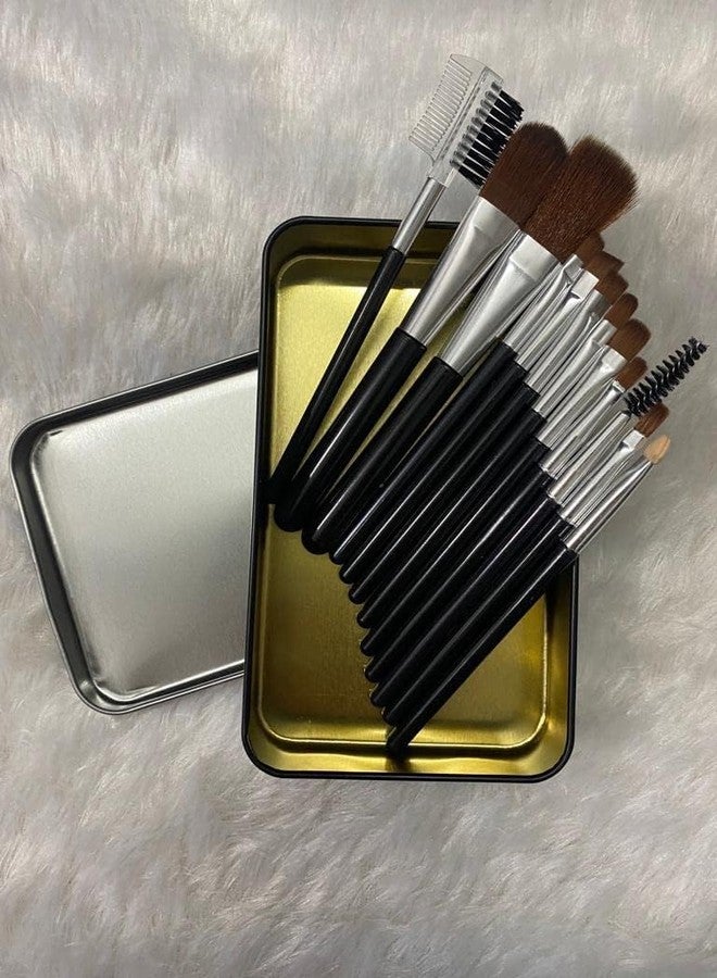 bolt bee Professional Makeup Brush Set 12 Pcs Premium Synthetic Foundation Powder Concealers Eye shadows Blush Makeup Brushes with black case - Image 2