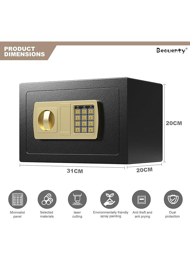erorex - Safe Security Box Large Capacity Digital Deposit Box With Pin Code Keypad Lock And Physical Key All Steel Safe Cabinet For Jewelry Watches Passport Documents Black - Image 1