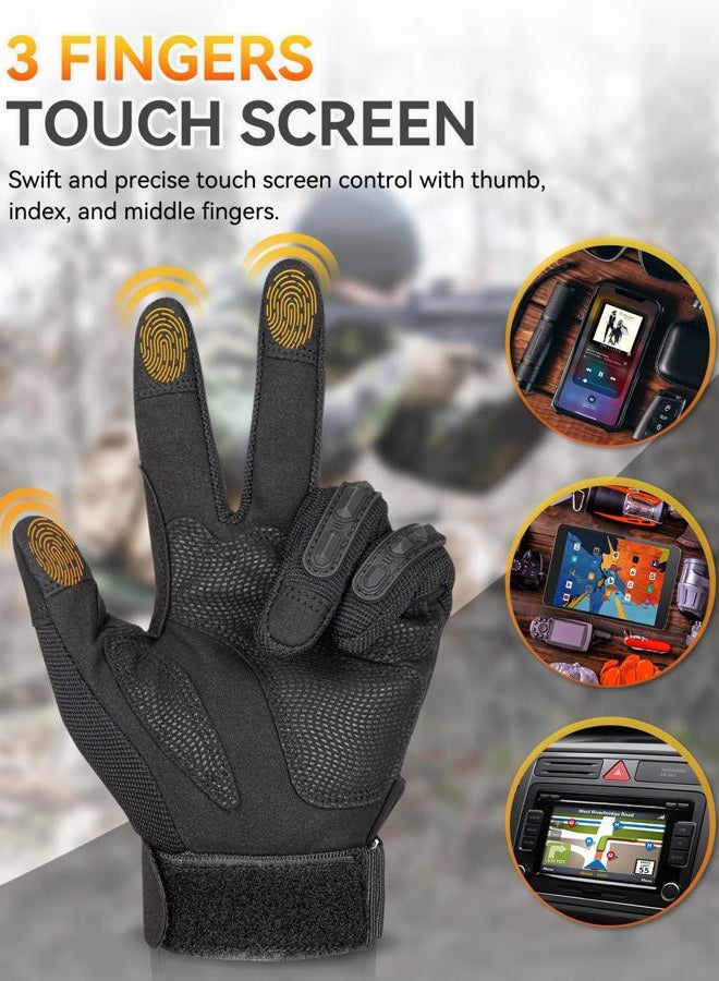 KUMGIM Tactical Gloves for Men and Women, Motorcycle Gloves Black Touchscreen with Hard Shell for Airsoft, Paintball, Motocross, Hunting, Shooting, Camping, ATV Riding, Outdoor Sports, Work (Black, Large) - Image 4