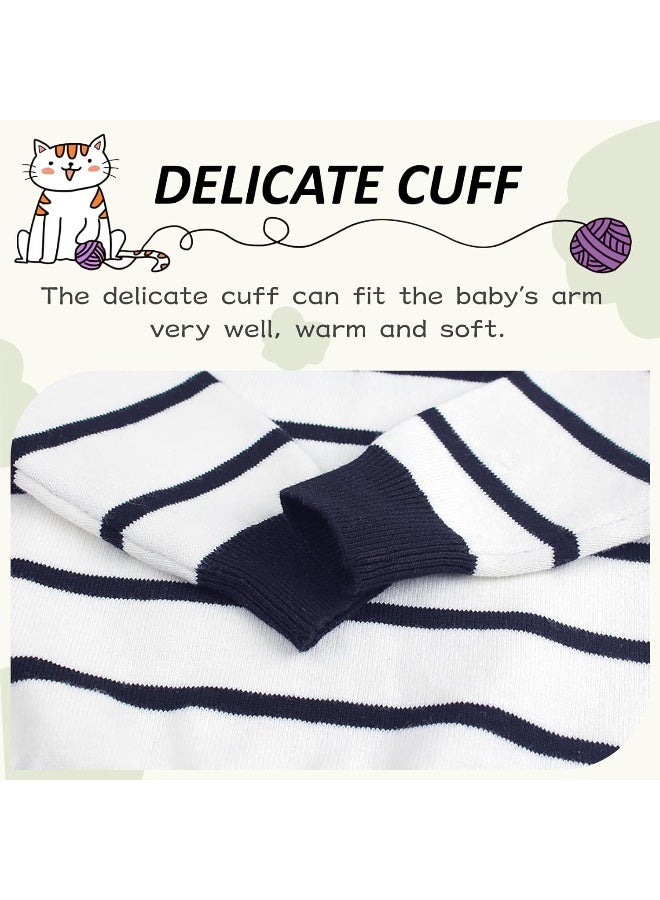Peecabe Peecabe Kids Boys Cable Knit Sweater Long Sleeve Round Collar Striped Sweatshirt Baby Cotton Pullover Sweater Spring 1-5T - Image 3