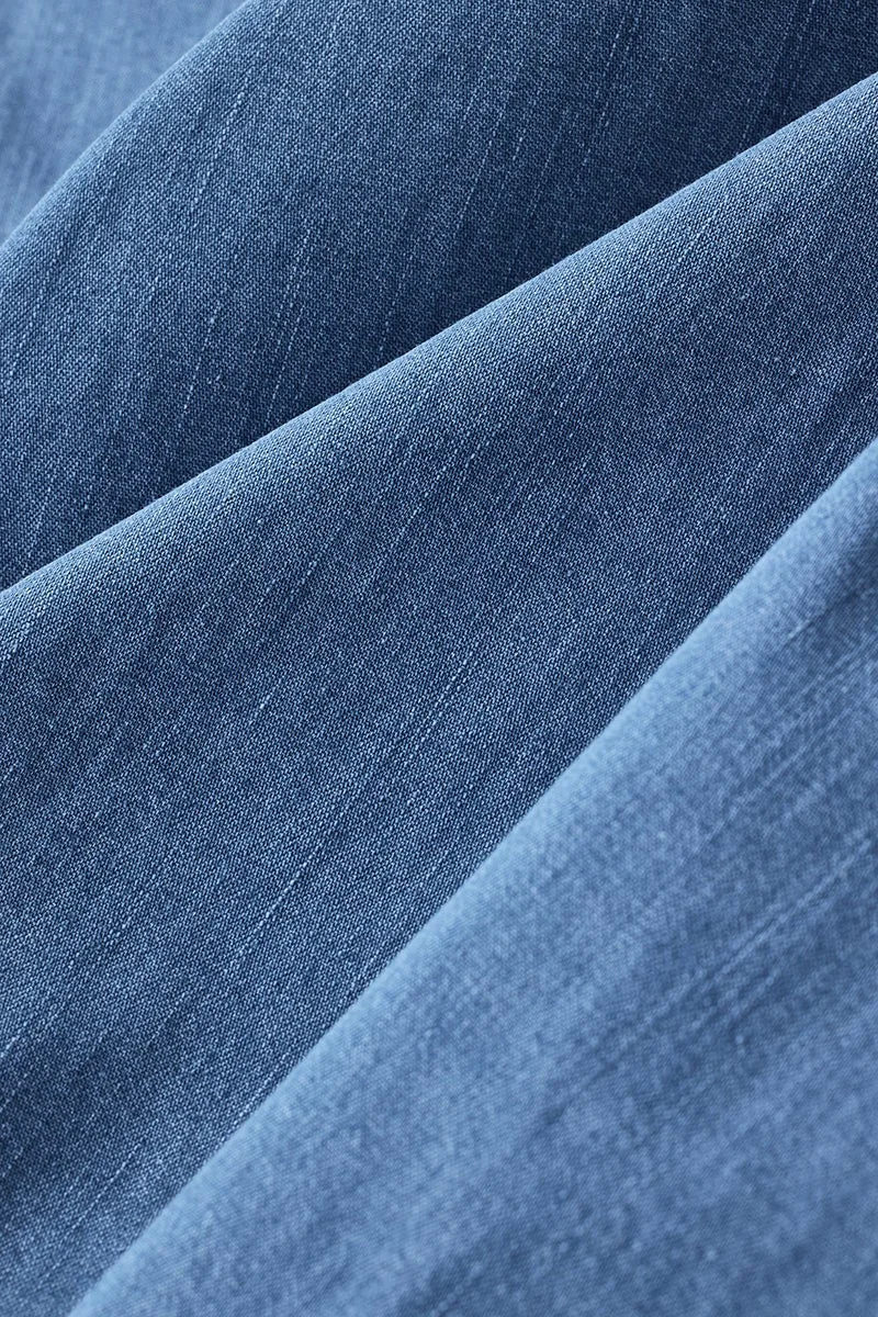 Snitch Blue Relaxed Fit Denim Shirt for Men | Best Price UAE
