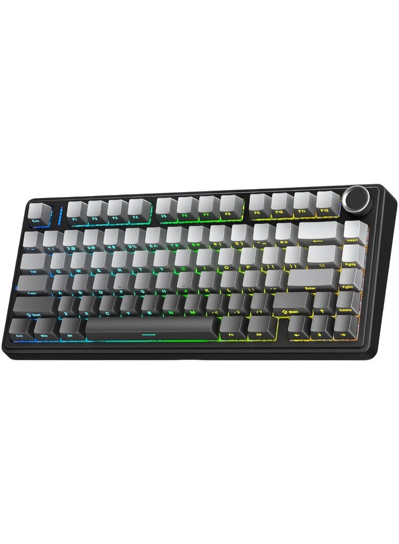 AULA WIND F75 Wireless Mechanical Gaming Keyboard, 75% Layout, LEOBOG Reaper Linear Switches, 3-Mode Connectivity 2.4GHz/Bluetooth 5.0/USB-C, 3/5-Pin Hot-Swappable, RGB Backlit, Gasket Mount, 5-Layer Padding, Multifunction Knob, Gradient Grey | F75-GG - Image 1
