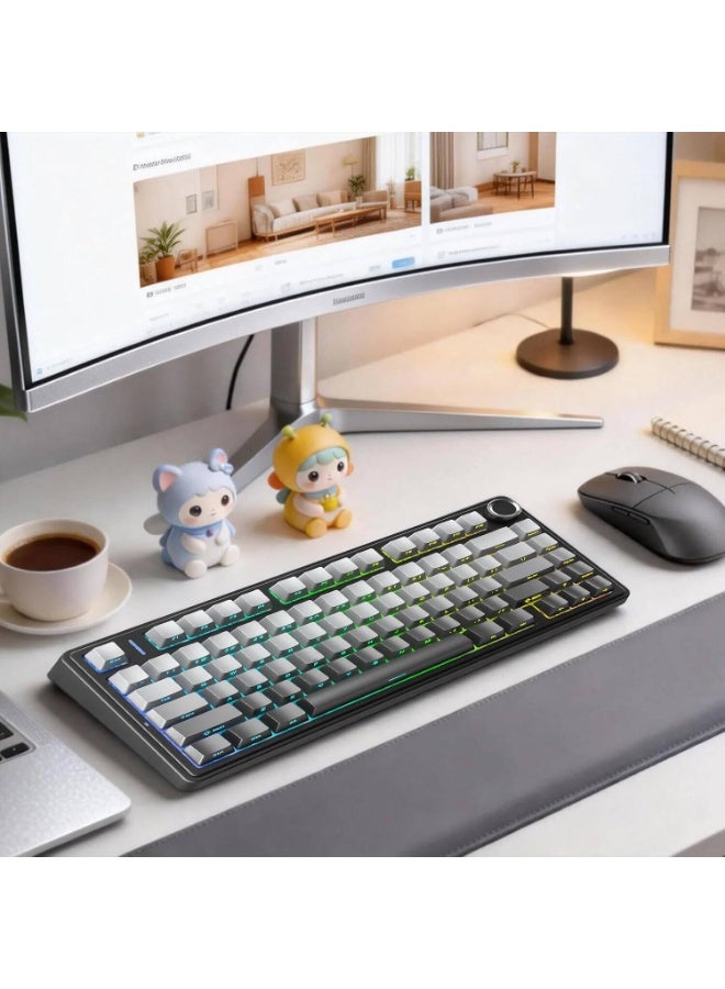 AULA WIND F75 Wireless Mechanical Gaming Keyboard, 75% Layout, LEOBOG Reaper Linear Switches, 3-Mode Connectivity 2.4GHz/Bluetooth 5.0/USB-C, 3/5-Pin Hot-Swappable, RGB Backlit, Gasket Mount, 5-Layer Padding, Multifunction Knob, Gradient Grey | F75-GG - Image 5