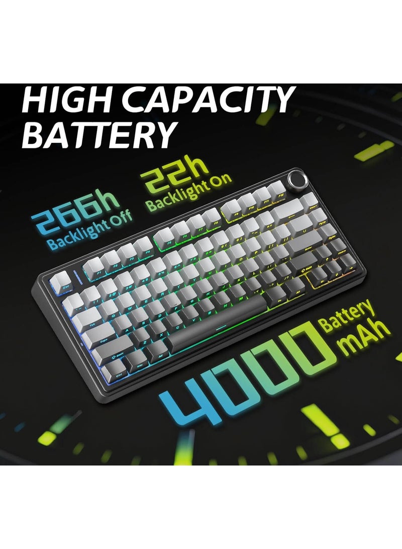AULA WIND F75 Wireless Mechanical Gaming Keyboard, 75% Layout, LEOBOG Reaper Linear Switches, 3-Mode Connectivity 2.4GHz/Bluetooth 5.0/USB-C, 3/5-Pin Hot-Swappable, RGB Backlit, Gasket Mount, 5-Layer Padding, Multifunction Knob, Gradient Grey | F75-GG - Image 3