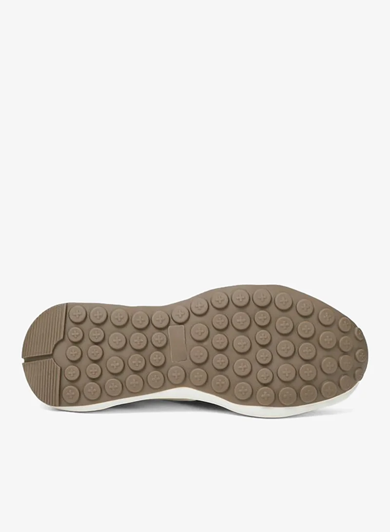 Styli  Beige Contrast Panel Lace Up Sneakers for Women | Best Price UAE