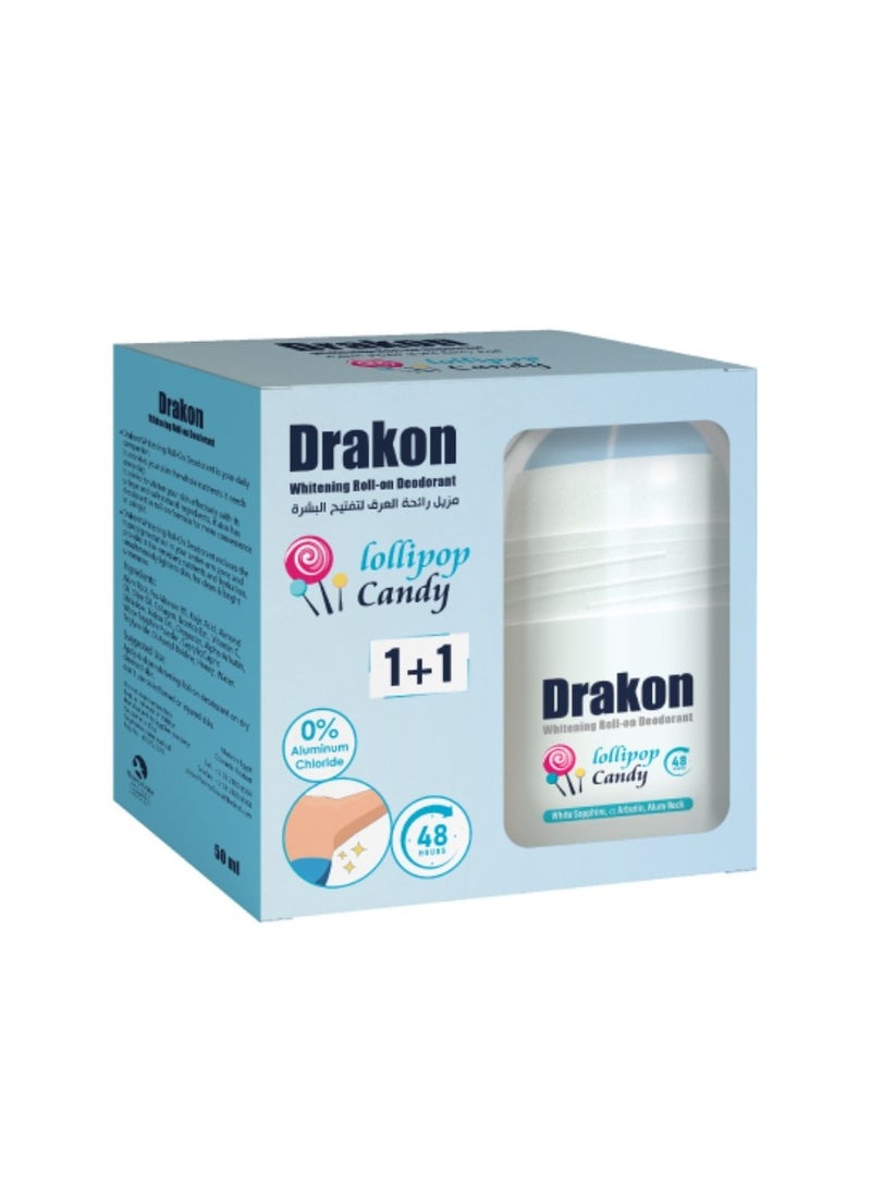 DRAKON Roll-On Deodorant 5in1 (1+1) Promopack Lollipop Candy Scent | 48h Protection For Sensitive Skin - Image 1
