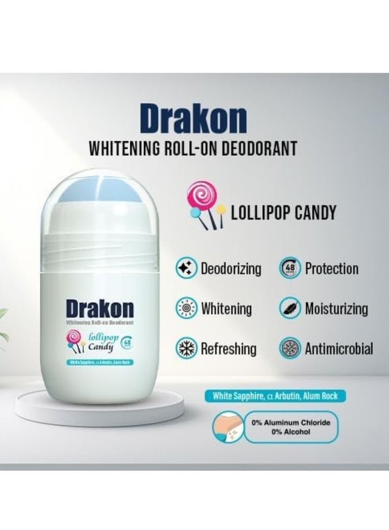 DRAKON Roll-On Deodorant 5in1 (1+1) Promopack Lollipop Candy Scent | 48h Protection For Sensitive Skin - Image 2