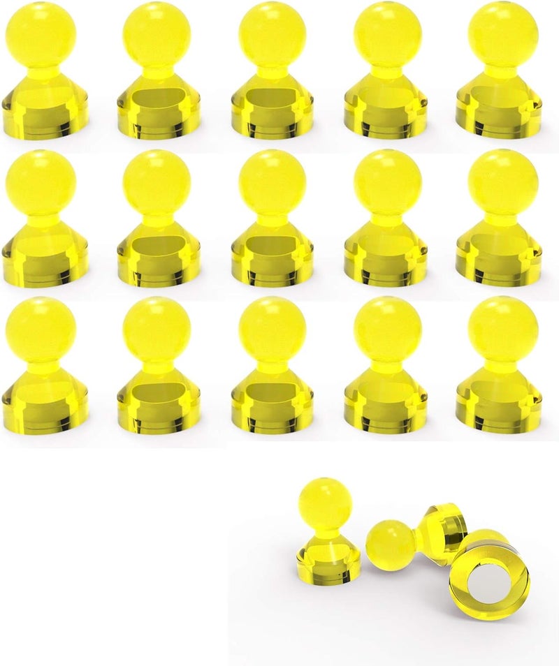 Ant Mag Magnetic Push Pins Strong Push Pin Magnets for Fridge Whiteboards Calendars Maps in School & Office Pack of 18 Yellow - Image 1