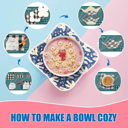 Fosdonge Bowl Cozy Template Cutting Ruler Set 3 Sizes, Acrylic Transparent Sewing Patterns Quilting Templates, Bowl Cozy Pattern Quilting Rulers for DIY Kitchen Art Craft - Image 2