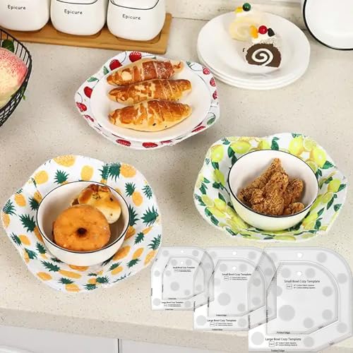 Fosdonge Bowl Cozy Template Cutting Ruler Set 3 Sizes, Acrylic Transparent Sewing Patterns Quilting Templates, Bowl Cozy Pattern Quilting Rulers for DIY Kitchen Art Craft - Image 5