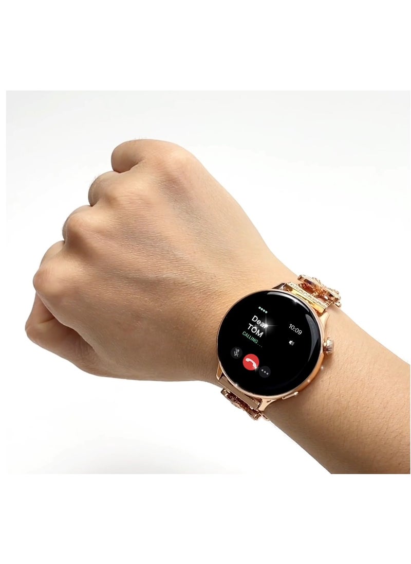 Haino Teko - HainoTeko Germany G12 mini Smart Watch With Round Shape AMOLED Display 3 Pair Straps and Cgarging Cable Designed For Womens Gold - Image 1