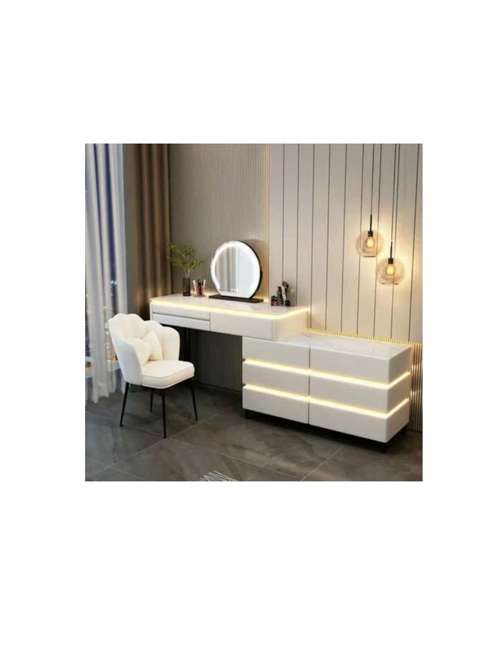Cool Baby Elegant Modern Luminous Makeup Vanity Desk with LEDMirror and Stool  - Image 1