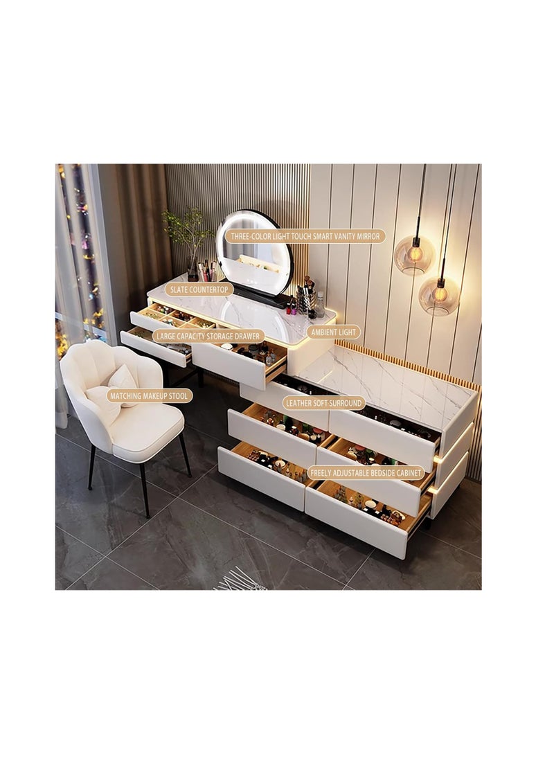 Cool Baby Elegant Modern Luminous Makeup Vanity Desk with LEDMirror and Stool  - Image 2