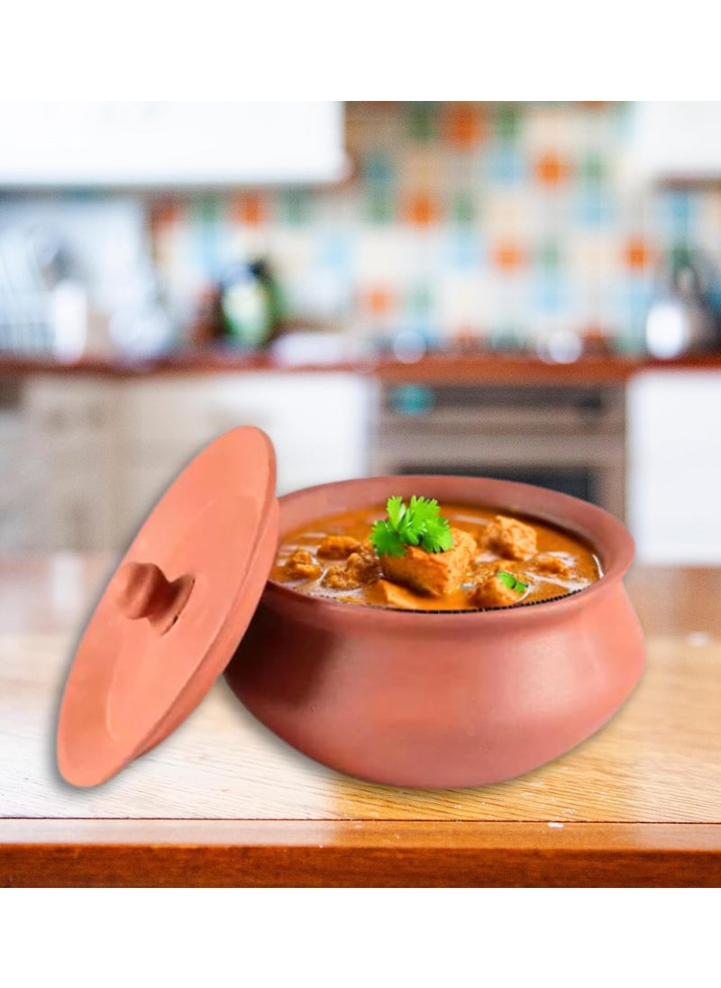 Terra Charms Terra Charms Terracotta Clay Pot Serving Pot Hand Craft Handi for Making Paneer Taste for Healthy Naturelly Food Fitness Light Weight Curd Bowl for Cooking1L Capacity  - Image 1