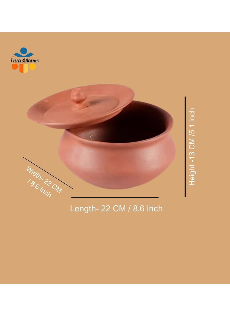 Terra Charms Terra Charms Terracotta Clay Pot Serving Pot Hand Craft Handi for Making Paneer Taste for Healthy Naturelly Food Fitness Light Weight Curd Bowl for Cooking1L Capacity  - Image 3