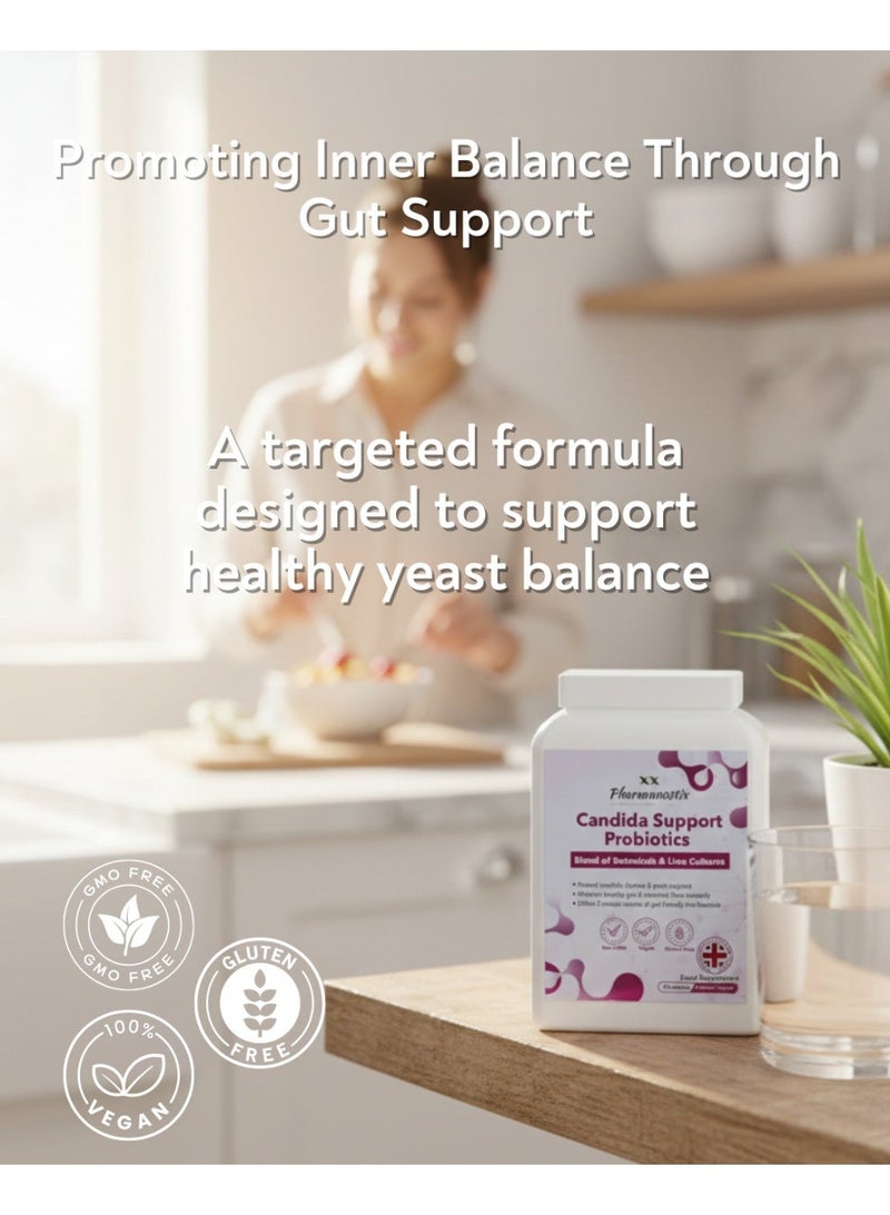 Pharmanostix Candida Support Probiotic Supplement – All-in-One Yeast Balance & Gut Health Formula – Caprylic Acid, Live Cultures & Oregano Leaf – 60 Vegan Capsules - Image 4