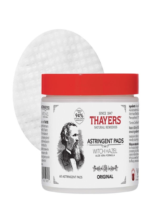 THAYERS Original Witch Hazel Astringent Pads with Aloe Vera Formula, 60 Count - Image 1