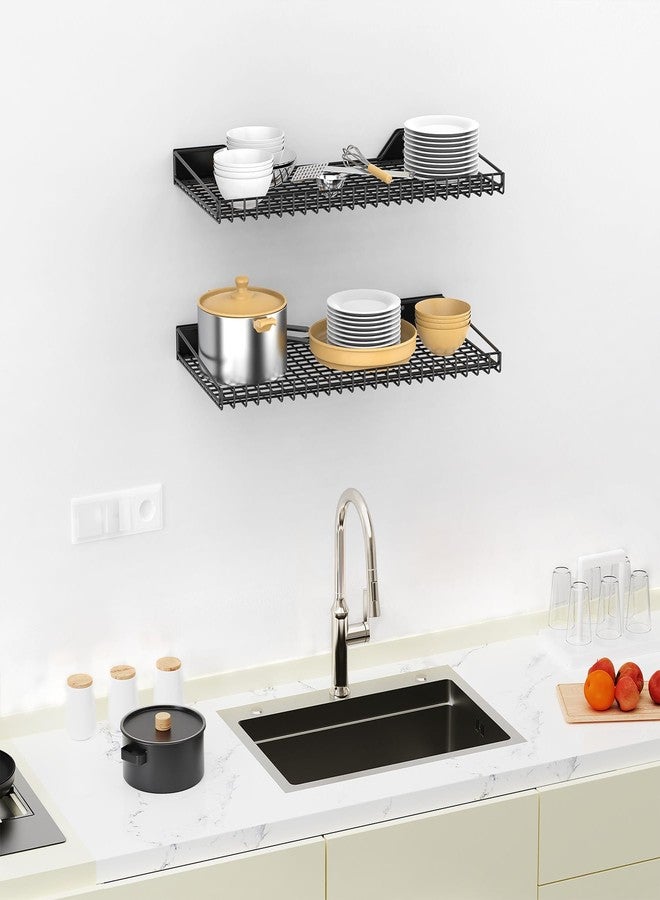 TORACK Wall-Mounted Storage Shelves, Mixed-Size Garage Floating Shelving for Closet & Laundry Room, Heavy-Duty Wall Shelf Holds Up to 65 lbs(Black) - Image 5