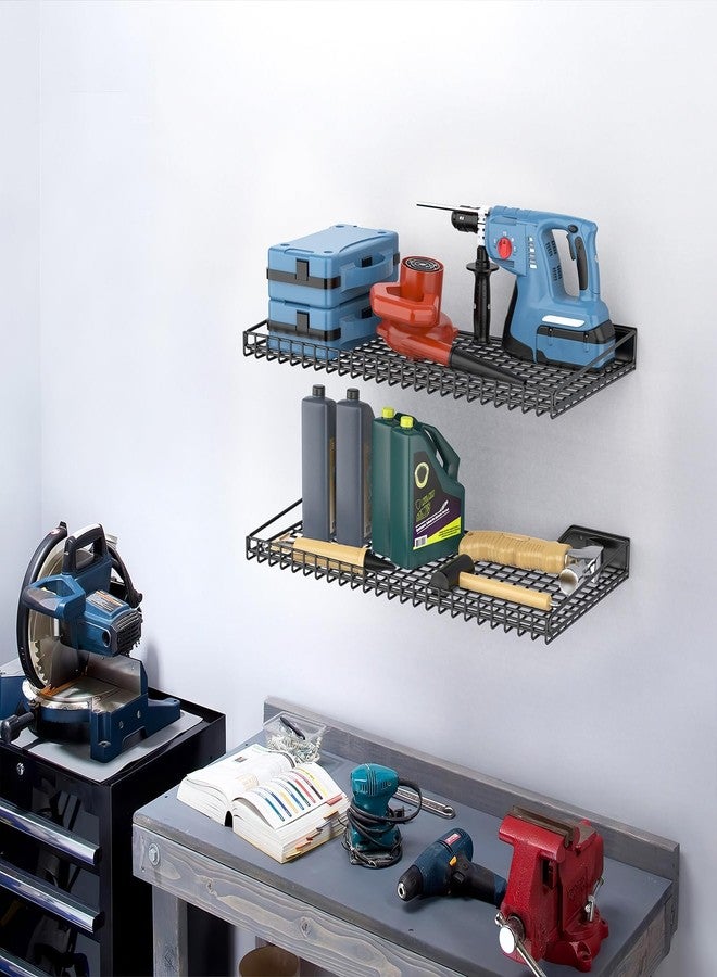 TORACK Wall-Mounted Storage Shelves, Mixed-Size Garage Floating Shelving for Closet & Laundry Room, Heavy-Duty Wall Shelf Holds Up to 65 lbs(Black) - Image 2