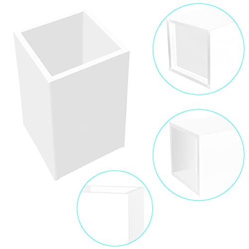 Cerpourt White Acrylic Pencil Pen Holder Cup 2 Pack,Desk Accessories Holder,Makeup Brush Storage Organizer,Modern Design Desktop Stationery Organizer for Office School Home Supplies,2.6x 2.6x 4 inches - Image 5