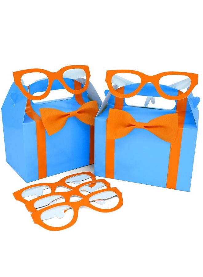 WEEPA 12Pcs Orange Blue DIY Orange Tie Party Favors Boxes with 12Pcs Paper Glasses Goodies Treat Gift Box for Kids Birthday Baby Shower Fire Truck Fireman Party Supplies Decorations - Image 1