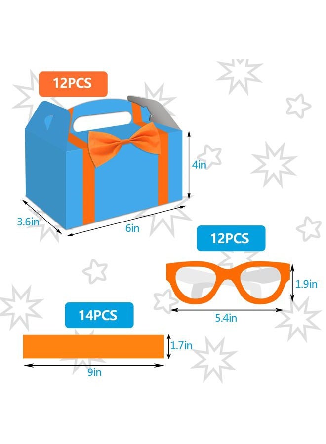 WEEPA 12Pcs Orange Blue DIY Orange Tie Party Favors Boxes with 12Pcs Paper Glasses Goodies Treat Gift Box for Kids Birthday Baby Shower Fire Truck Fireman Party Supplies Decorations - Image 4