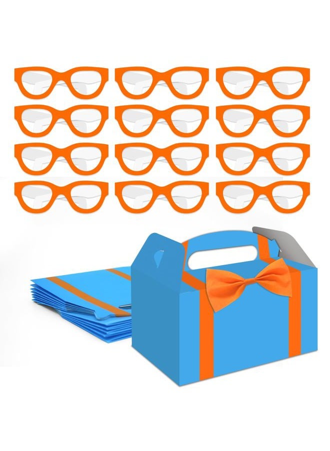 WEEPA 12Pcs Orange Blue DIY Orange Tie Party Favors Boxes with 12Pcs Paper Glasses Goodies Treat Gift Box for Kids Birthday Baby Shower Fire Truck Fireman Party Supplies Decorations - Image 2