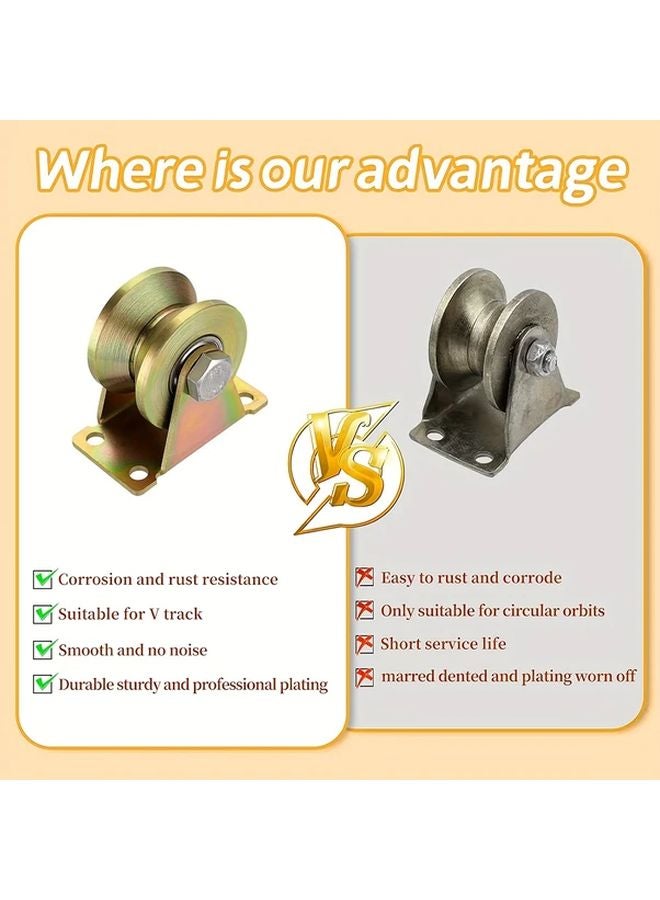 4 Pcs Heavy Duty Metal Cable Pulleys V Shaped 26455LB Capacity Industrial Machinery - Image 4