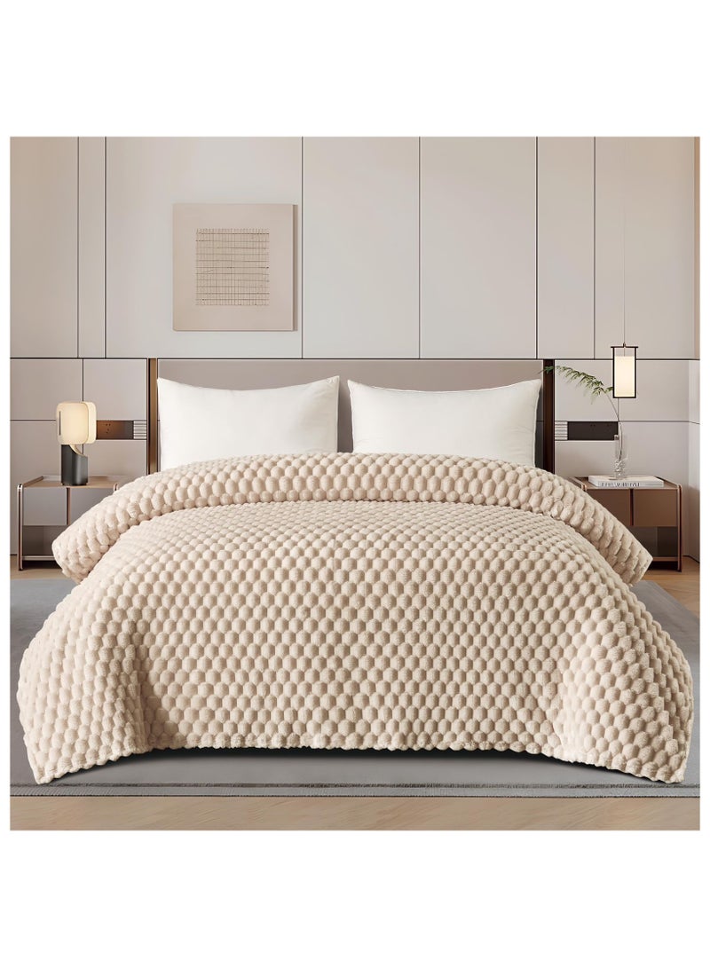 مينجلي بطانية سرير ناعمة الملمس محفر نفرين صيفي 1.8  كليو جرام مقاس كينج 220x200 سم - Image 1